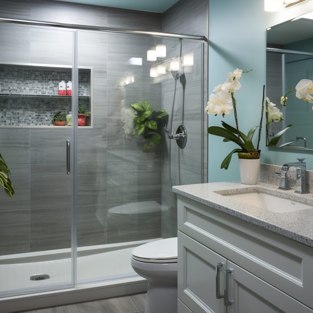Small bathroom design with plants